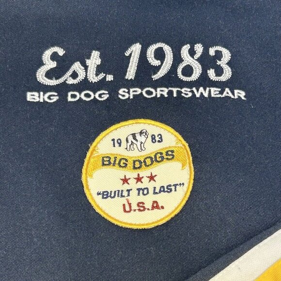 Big Dogs Jacket Mens Large Blue Yellow Varsity Bomber Patches Spellout Coat - Picture 3 of 14